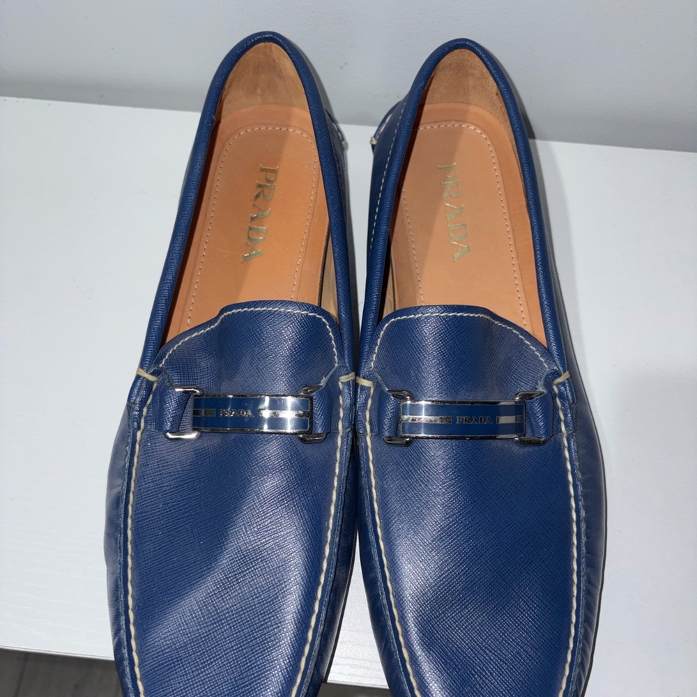 Prada Men's Navy Slip-On Loafers